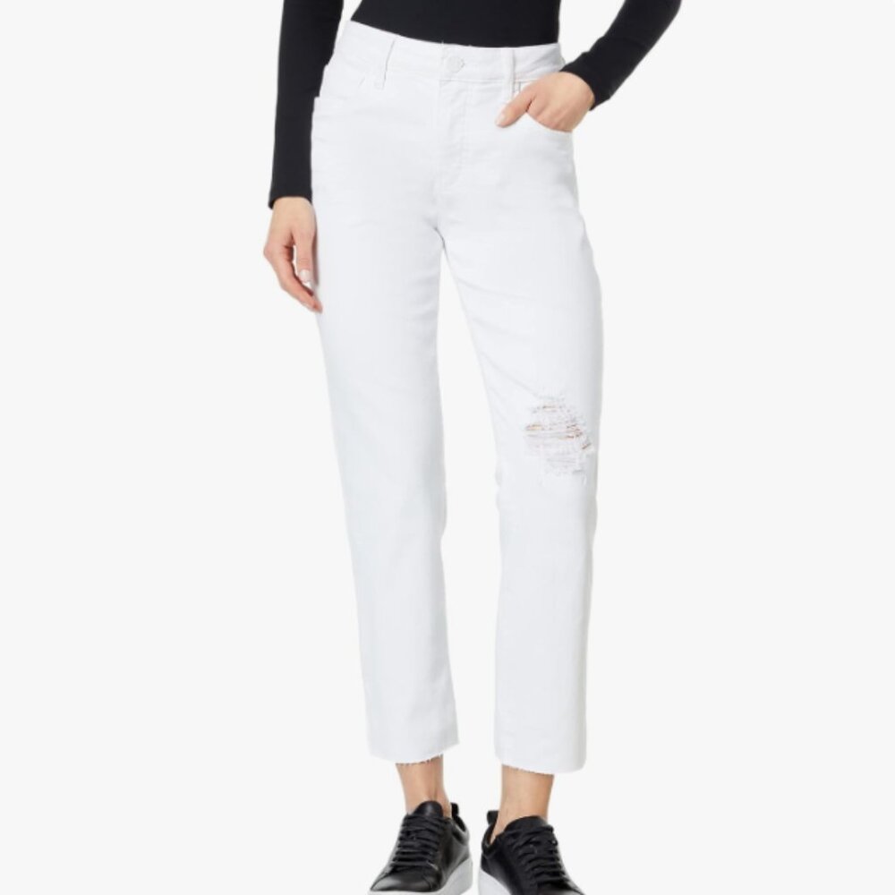 NWT Kut from the Kloth Reese High-Rise Fab Ab Ankle Straight Raw Hem White Sz 6